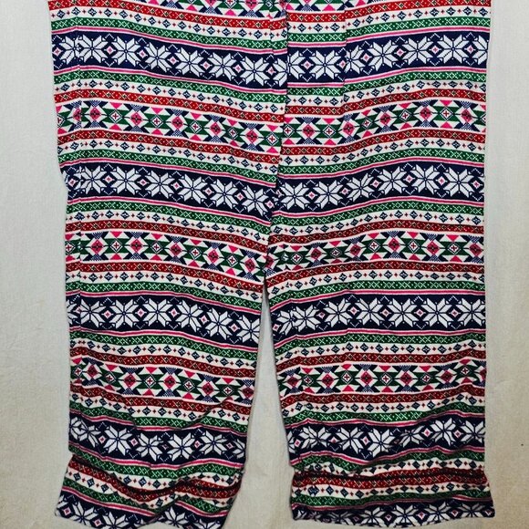 Lands' End Womens Holiday Fair Isle Pajama Set Long Sleeve Top Pants Medium Tall - Picture 10 of 12